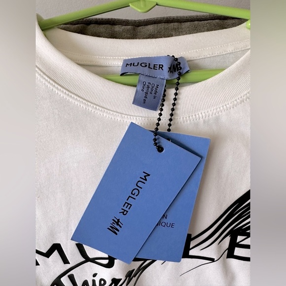 Thierry Mugler x H&M Women’s White Logo Designer Star Printed T-Shirt Medium NWT - Picture 12 of 16